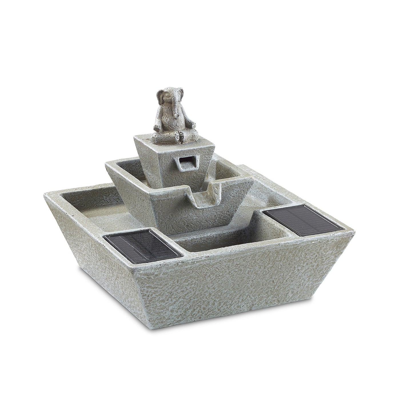 Zen Elephant Solar Fountain – Weathered Stone