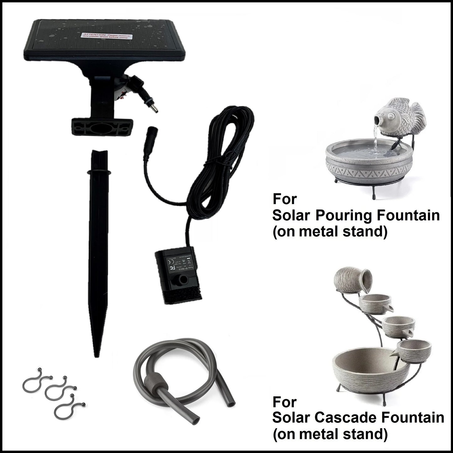 2050PKST Standard Solar Kit for Pouring/Cascade Fountain on Metal Stand *Threaded Plug