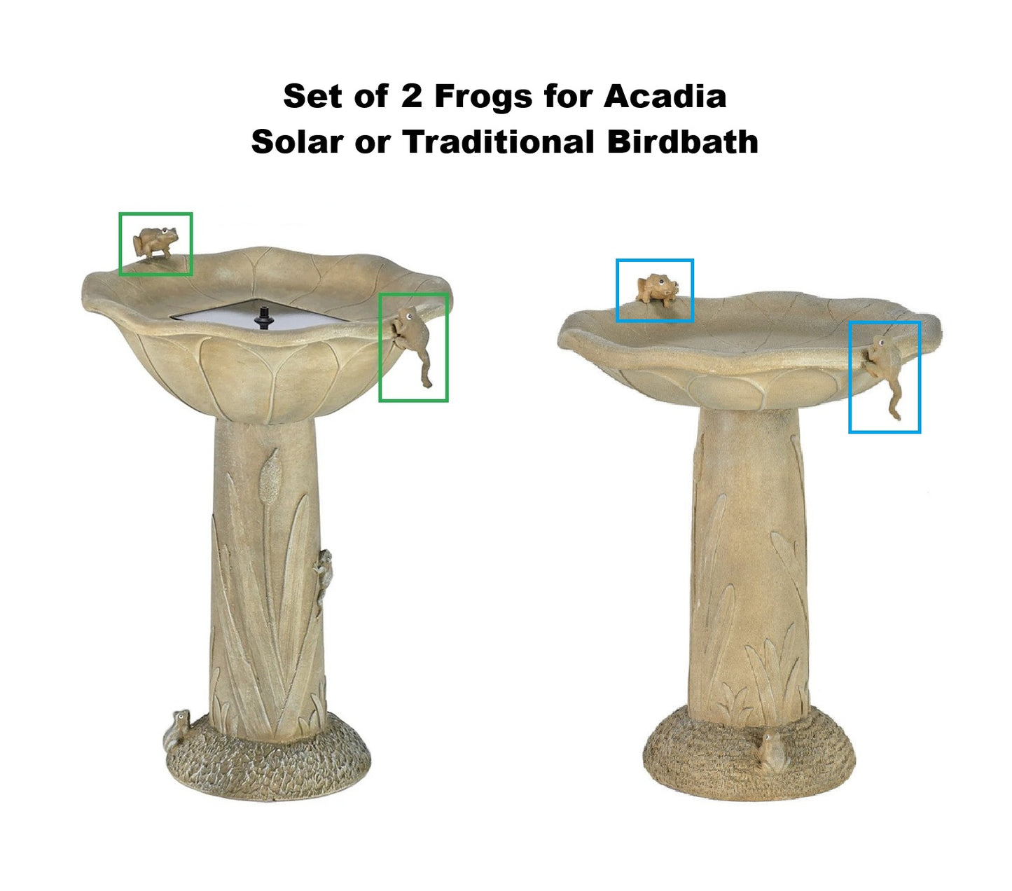 2 Frogs for Acadia Birdbath (thin peg for bowl with 2-tab connector)