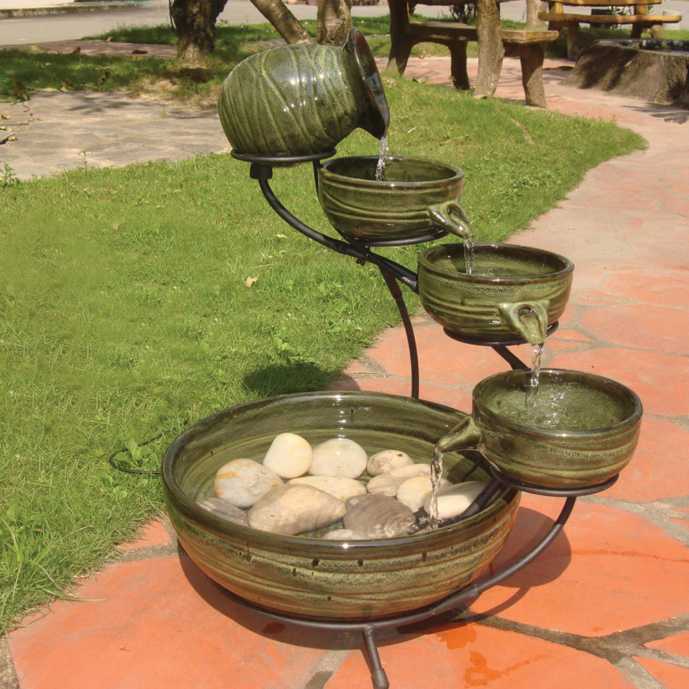 Cascade Solar Fountain - Bamboo Green