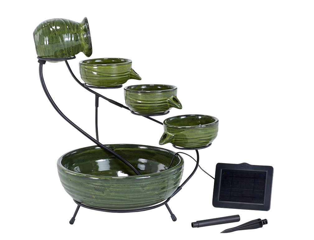 Cascade Solar Fountain - Bamboo Green