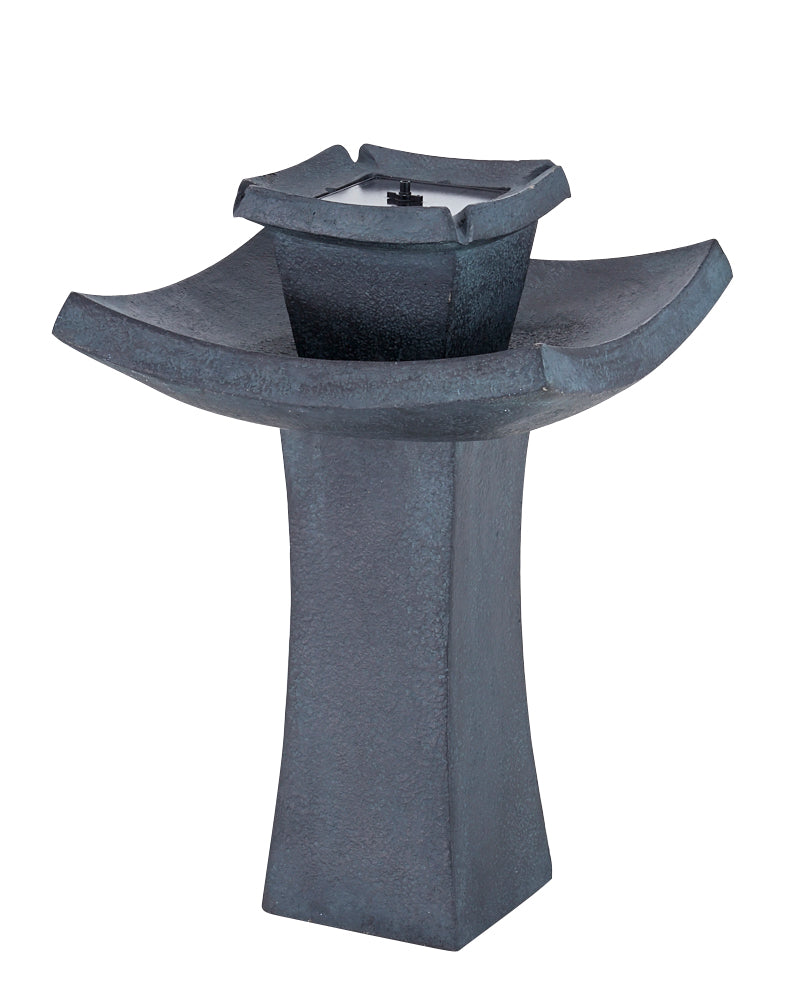 Mahayana Zen 2-Tier Solar-On-Demand Fountain - Verdigris