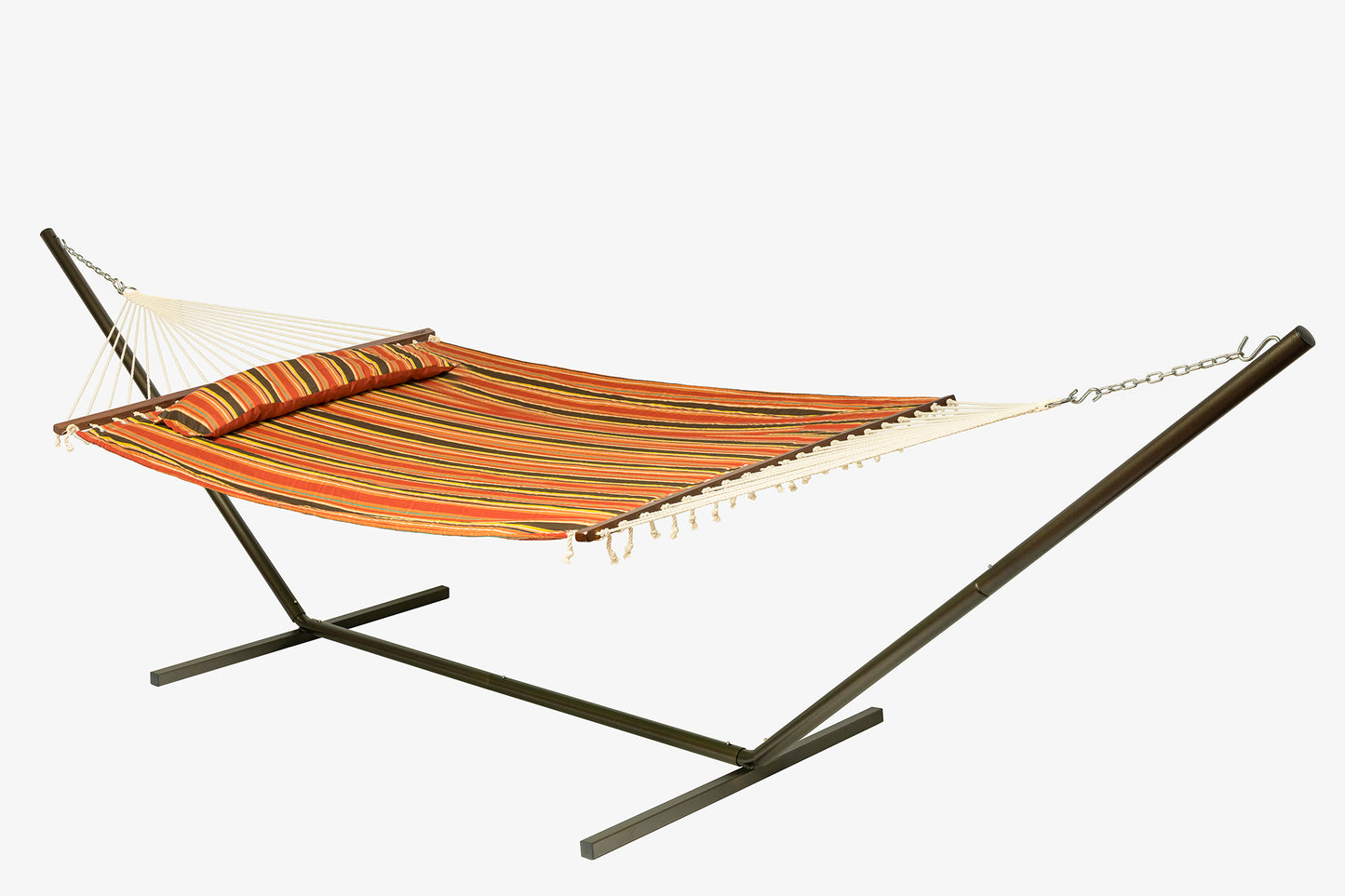 Coronado Double Quilted Hammock - Red/Brown Stripe