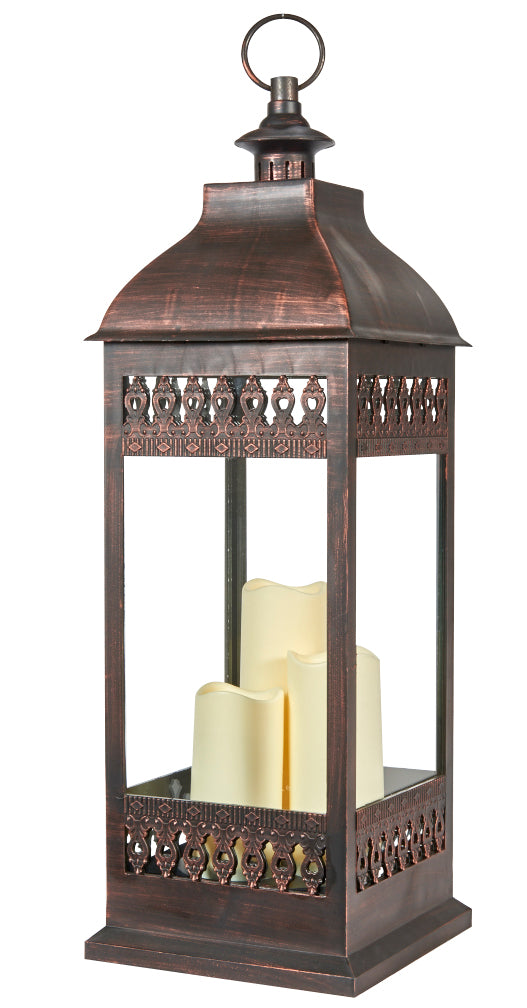 San Nicola Triple LED Candle Lantern - Bronze (28"H)