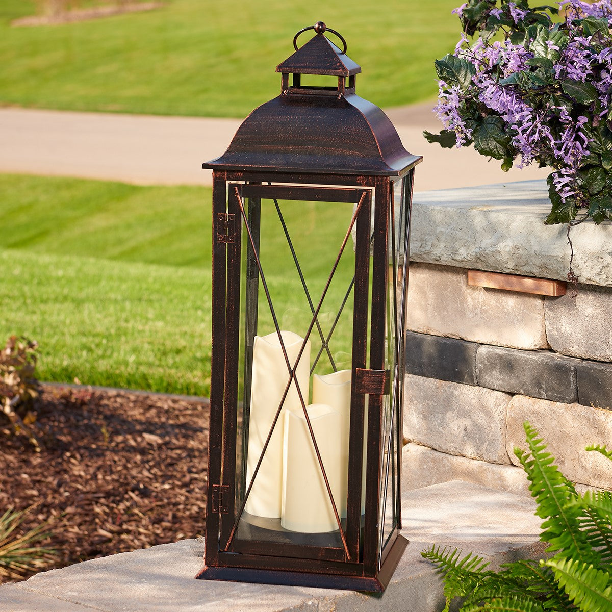 Salerno Triple LED Candle Lantern (27"H)