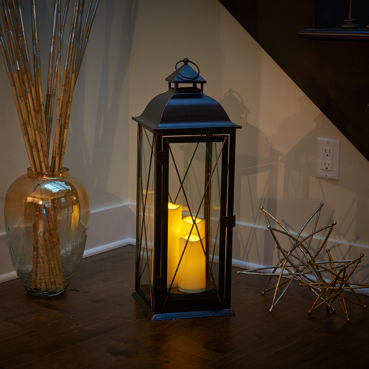 Salerno Triple LED Candle Lantern (27"H)