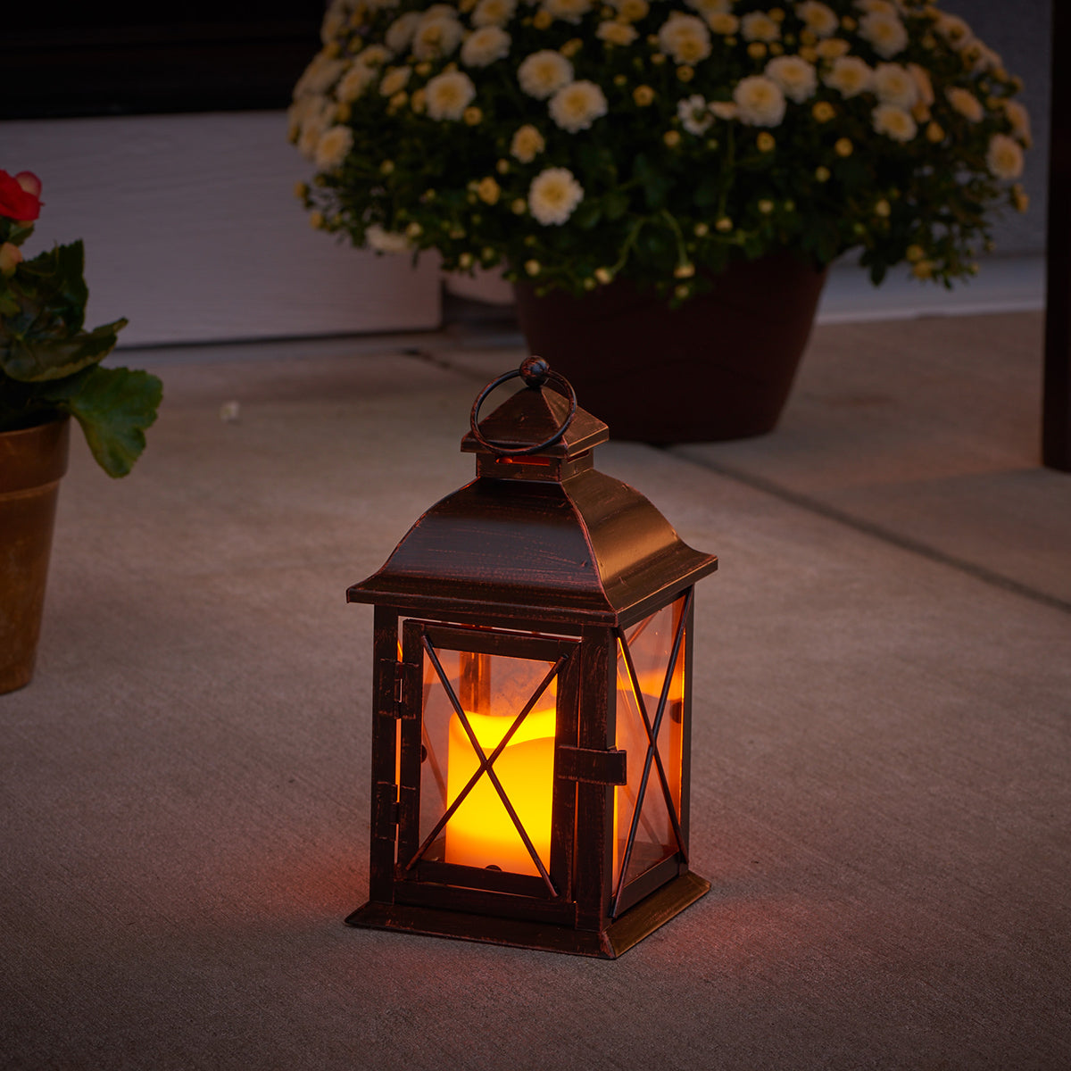 Aversa LED Candle Lantern - Antique Bronze (10"H)