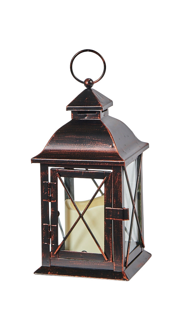 Aversa LED Candle Lantern - Antique Bronze (10"H)