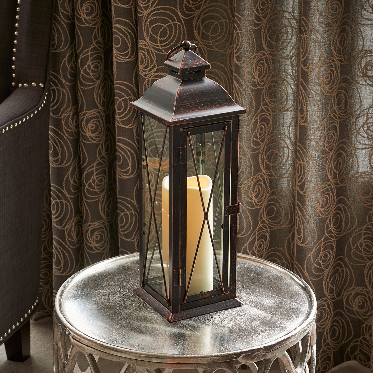 Siena LED Candle Lantern - Antique Bronze (16"H)