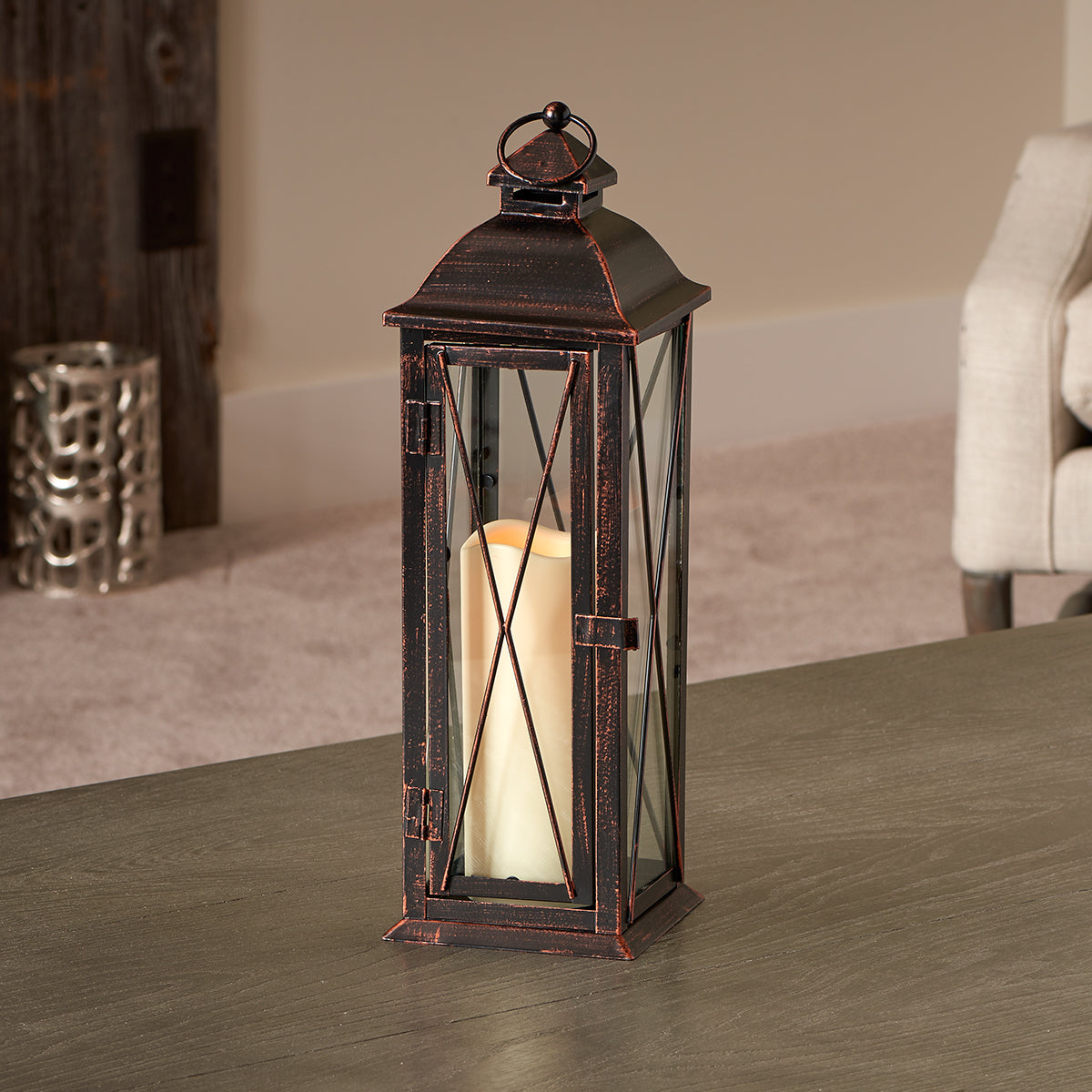 Siena LED Candle Lantern - Antique Bronze (16"H)