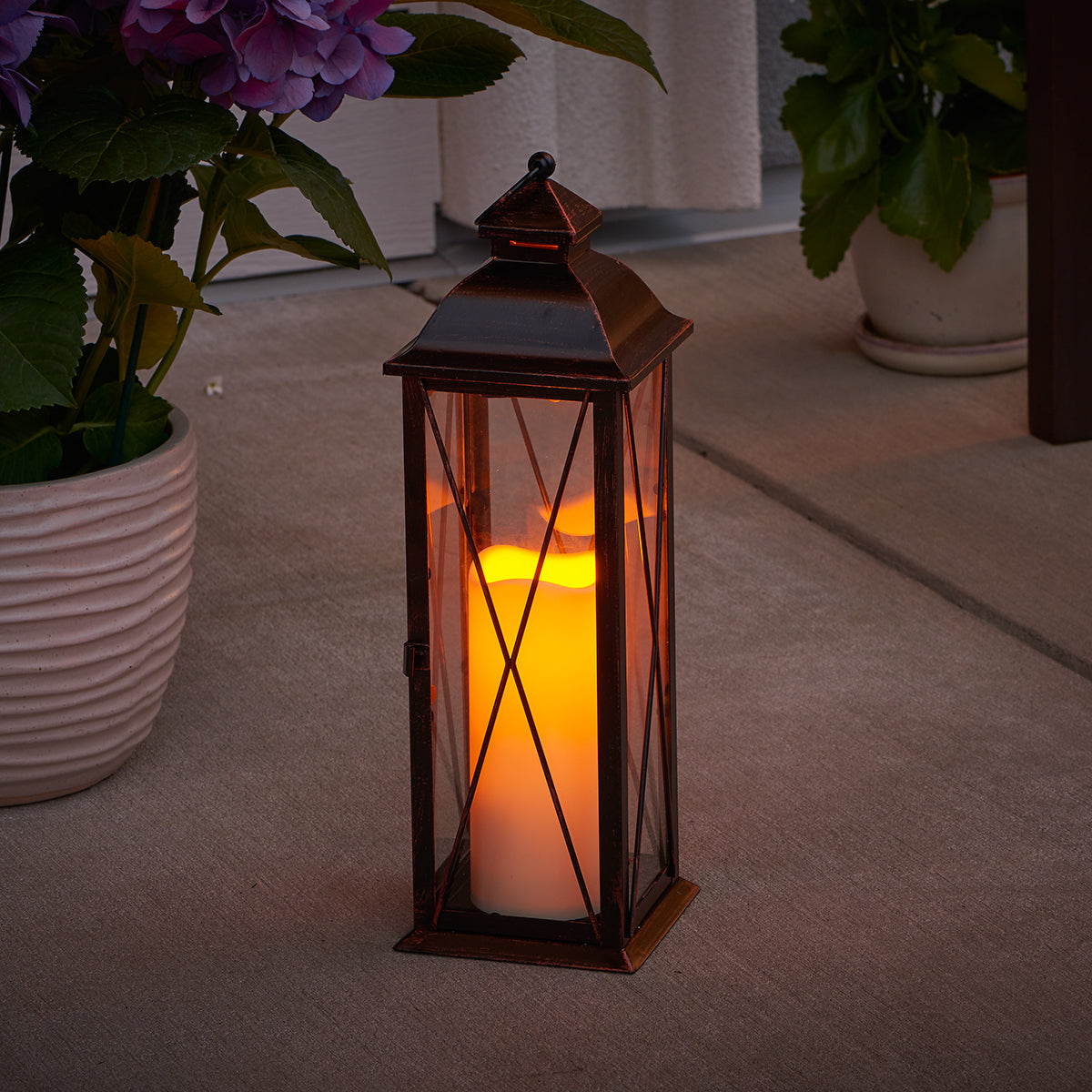 Siena LED Candle Lantern - Antique Bronze (16"H)