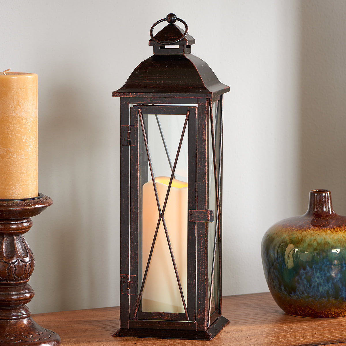 Siena LED Candle Lantern - Antique Bronze (16"H)