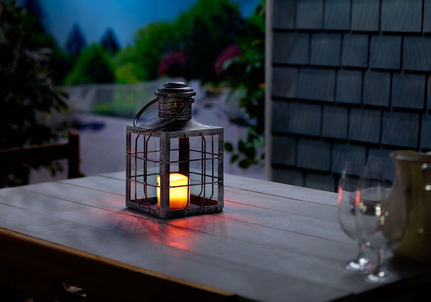 Charles LED Candle Lantern - Antique Silver