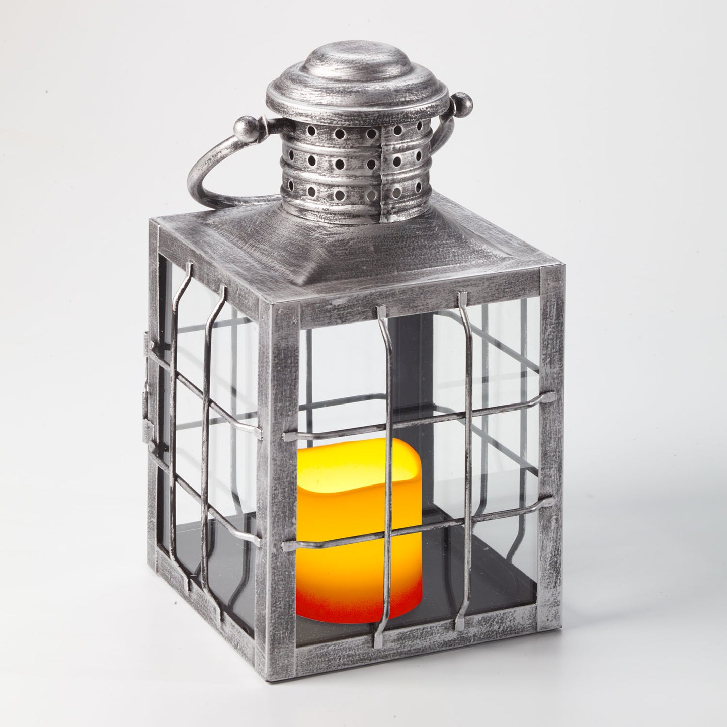 Charles LED Candle Lantern - Antique Silver