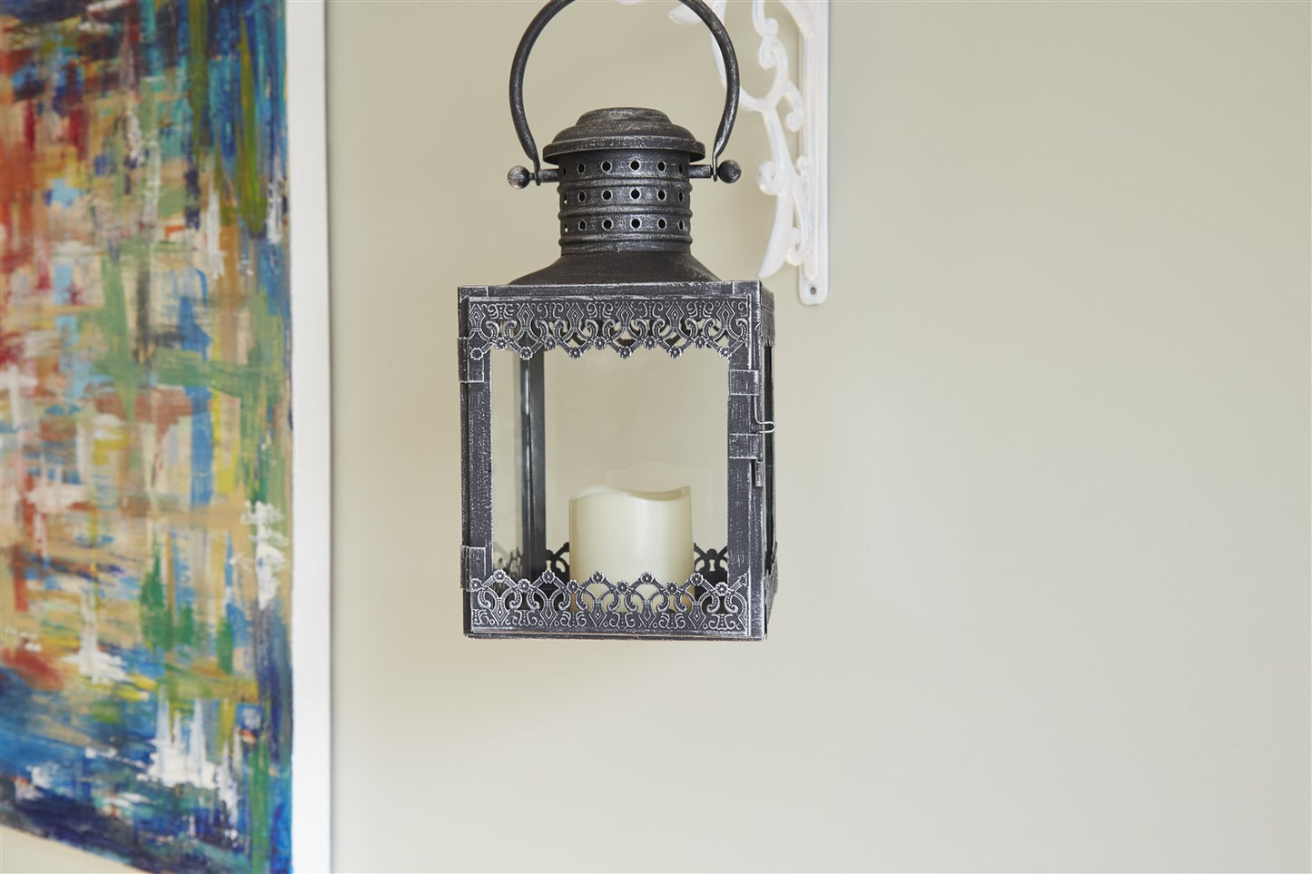 Eva LED Candle Lantern - Antique Pewter