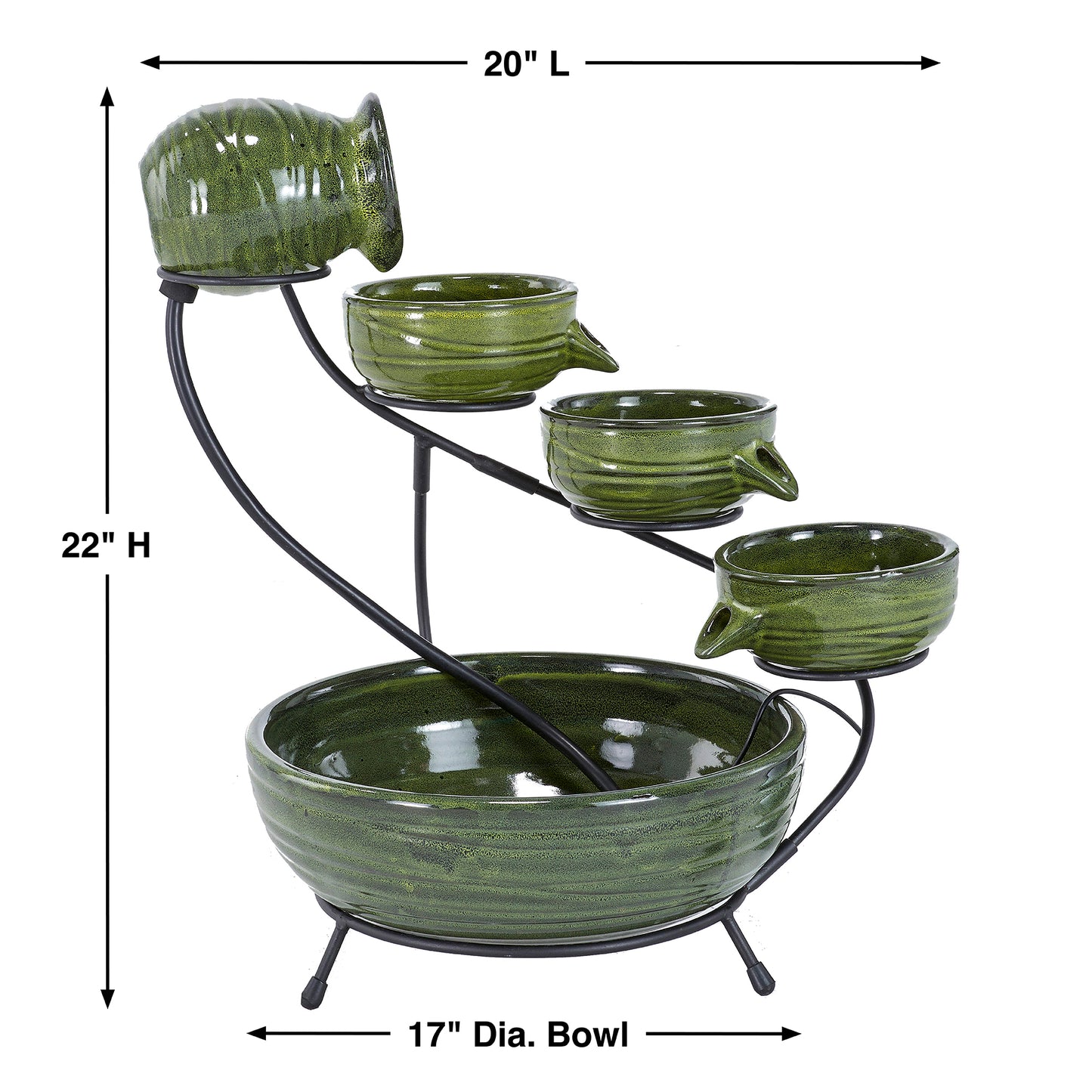 Cascade Solar Fountain - Bamboo Green