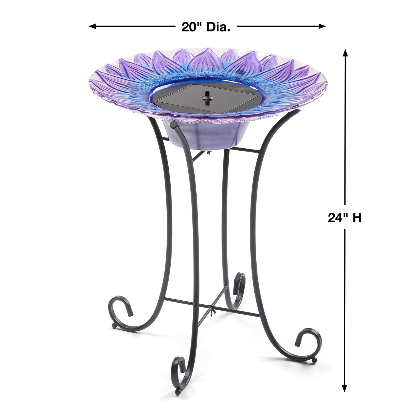 Bell Flower Glass Solar Birdbath