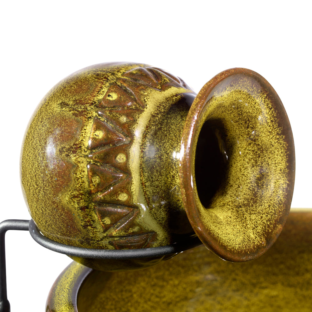 Cairo Ceramic Jug Solar Fountain - Walnut Finish