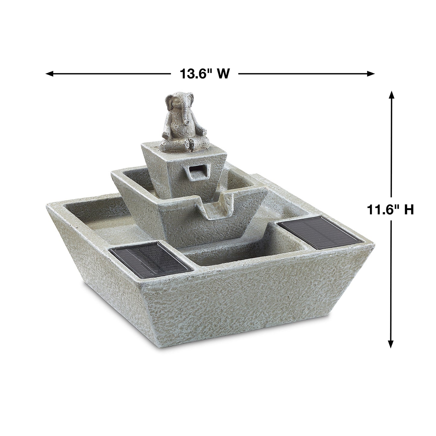 Zen Elephant Solar Fountain – Weathered Stone