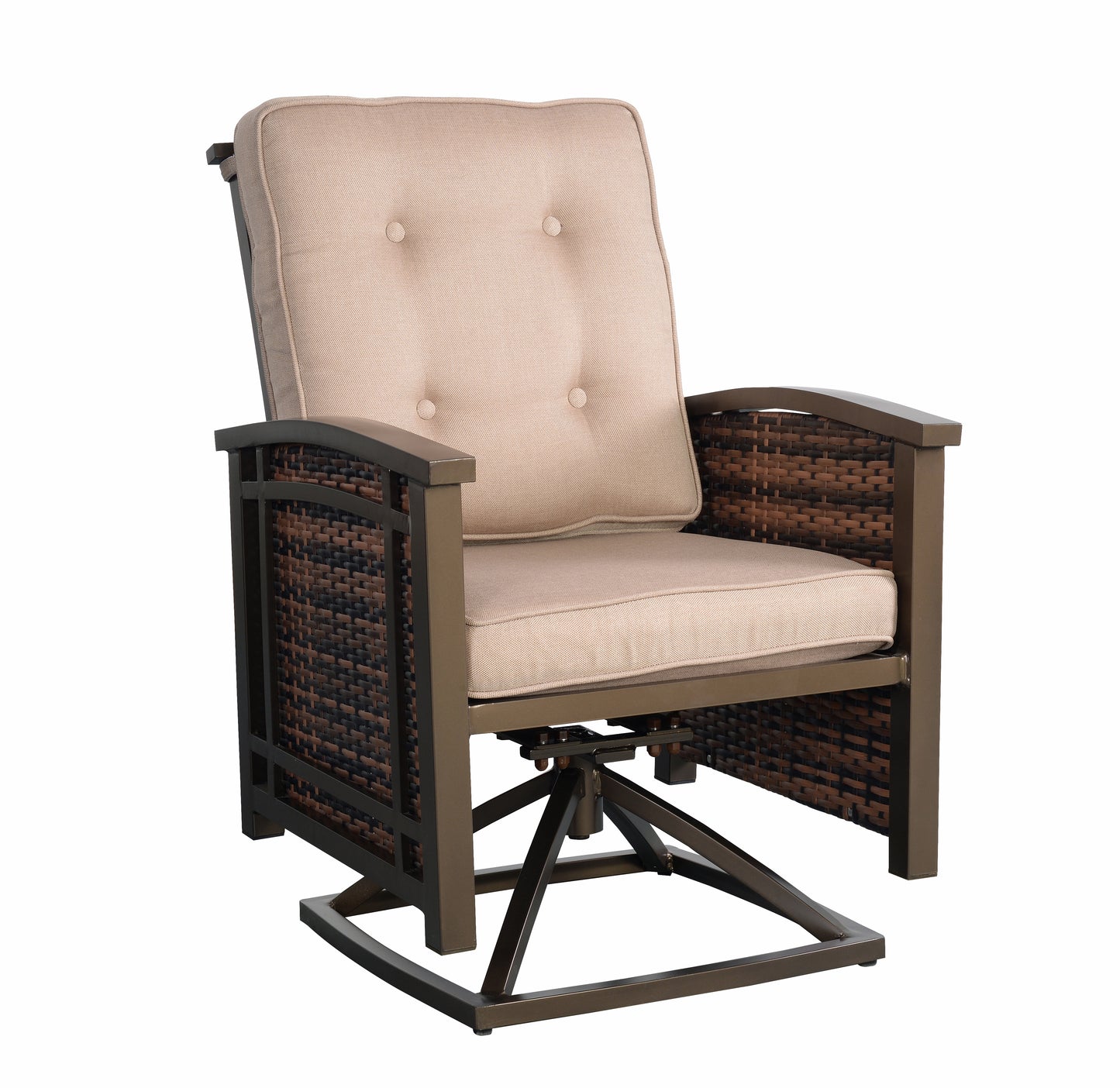 Palmetto Aluminum Swivel Chair Set of 2 - Bronze/Tan