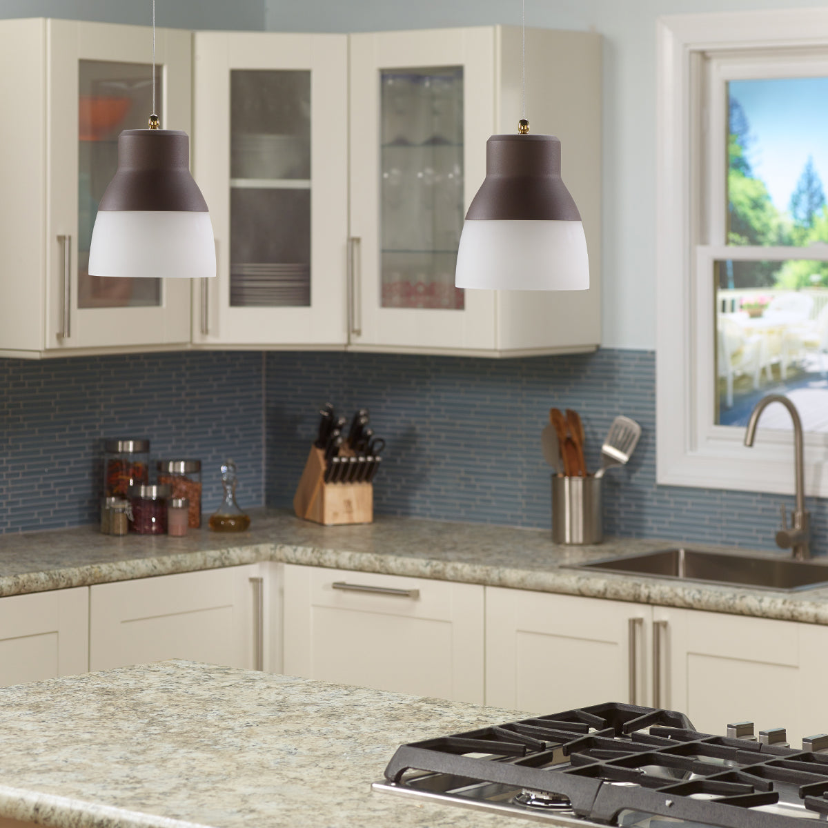 Glass Pendant Light - Brown Bronze