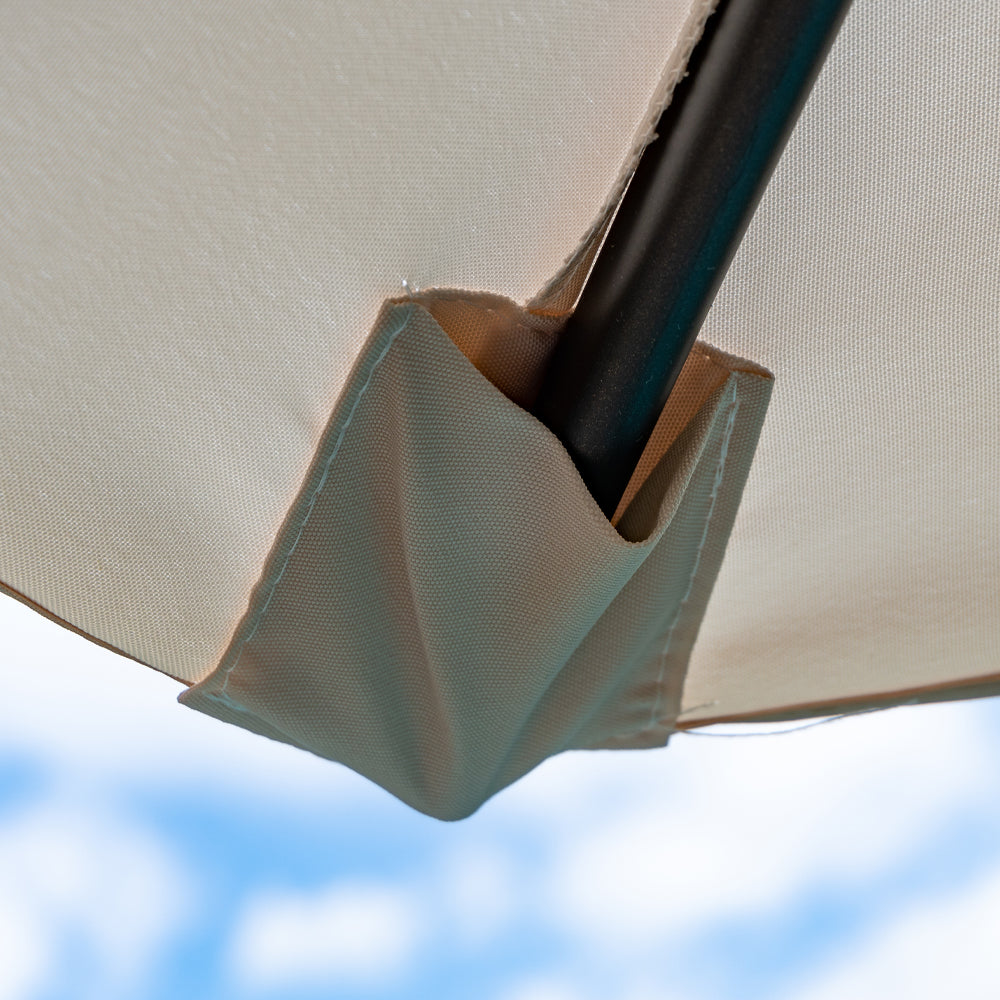 Round Market Patio Umbrella - Tan Resort Print