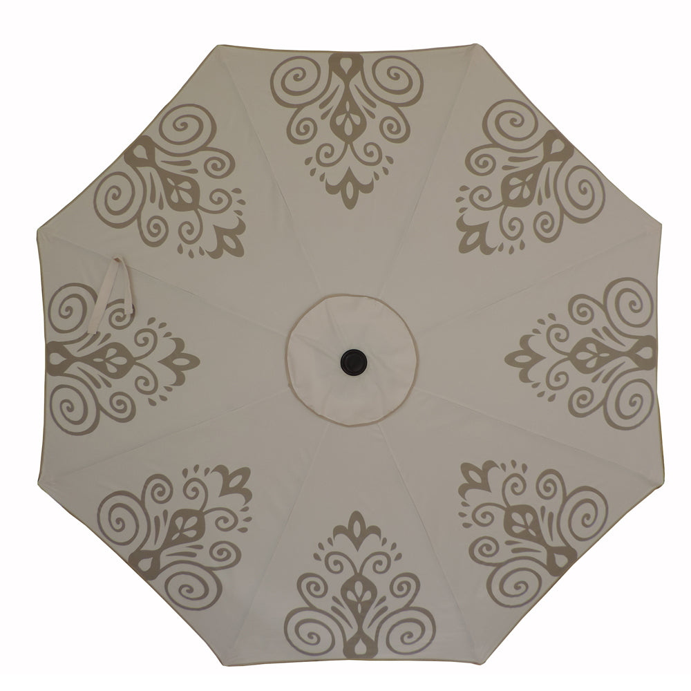 Round Market Patio Umbrella - Tan Resort Print