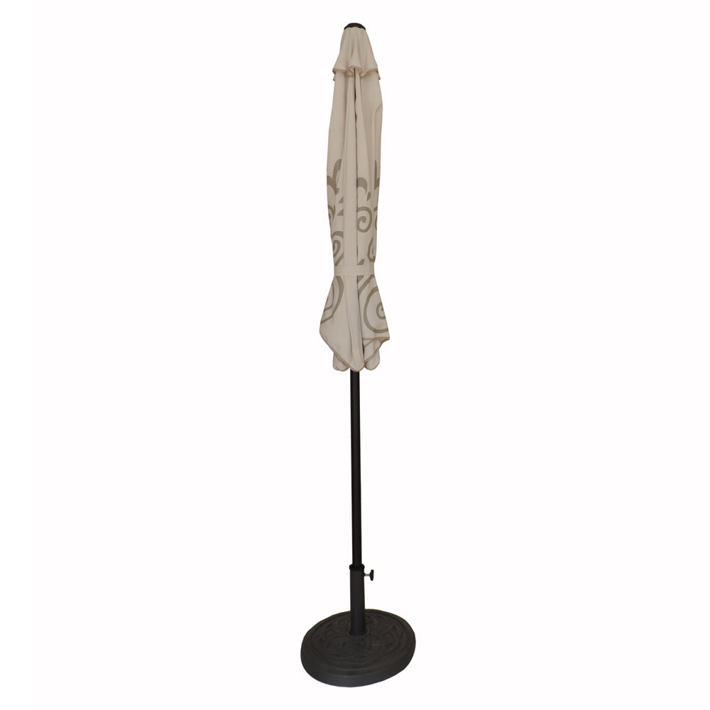 Round Market Patio Umbrella - Tan Resort Print