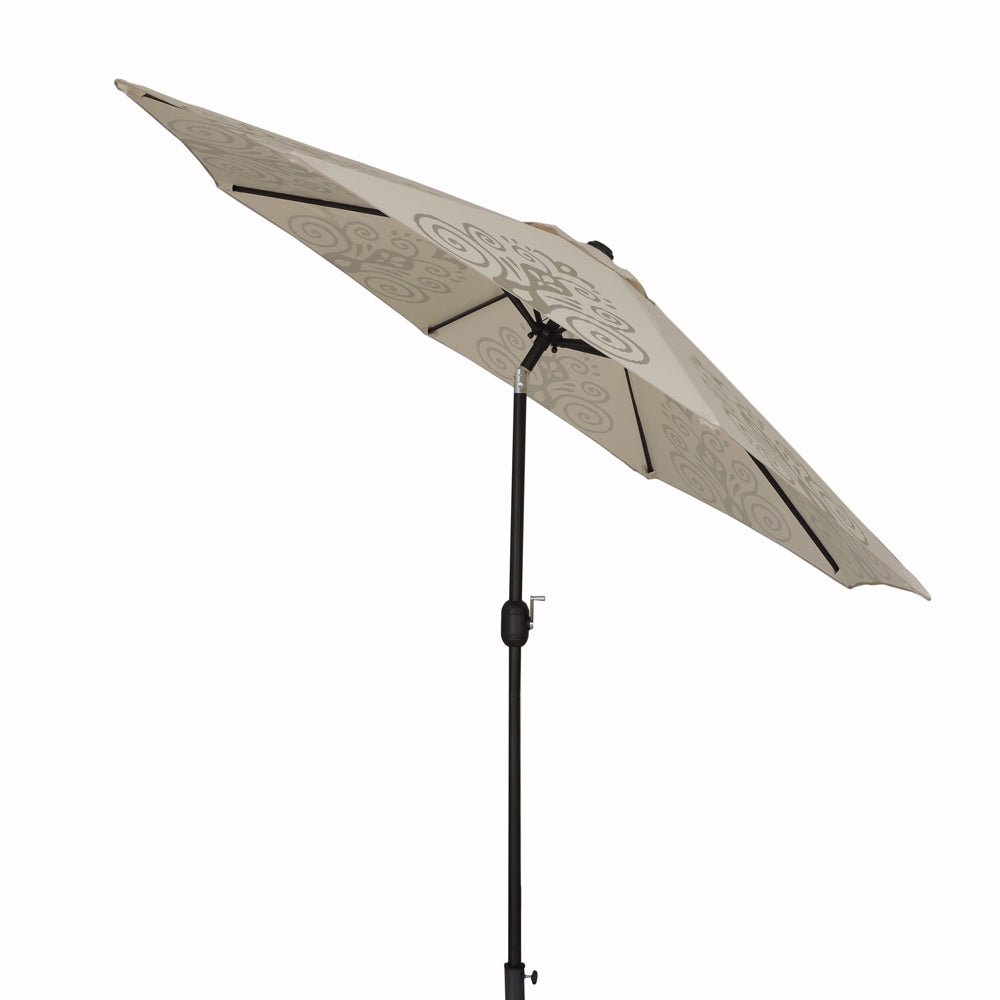 Round Market Patio Umbrella - Tan Resort Print