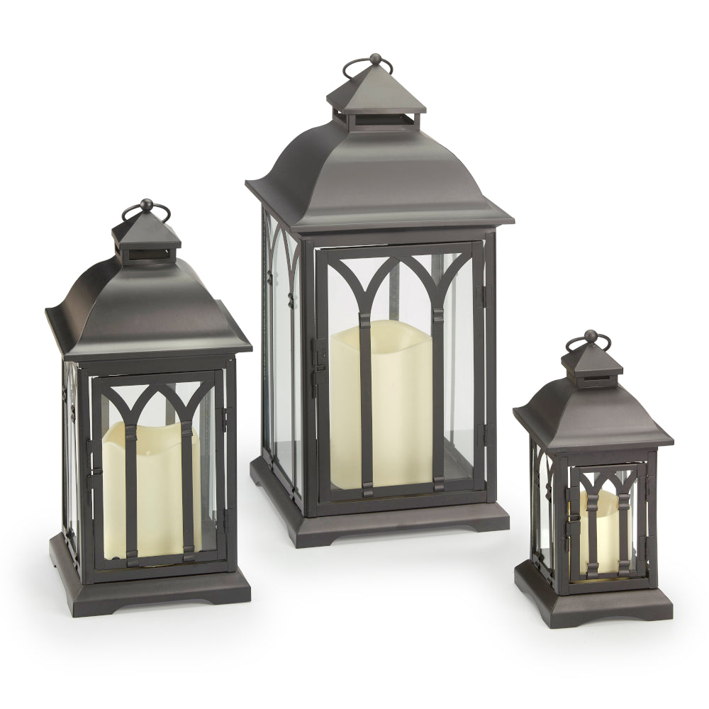 Lombard Metal Lanterns (Set of 3) - Black