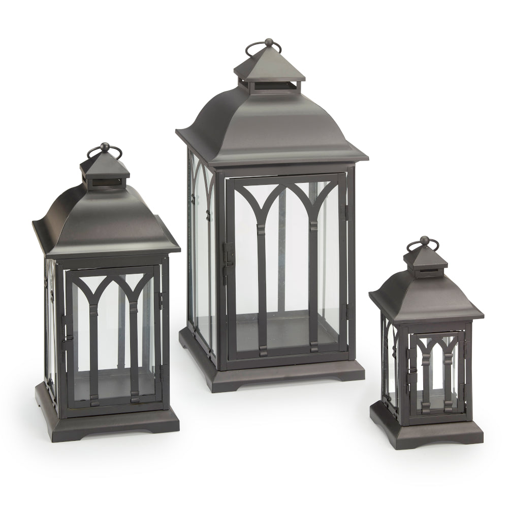 Lombard Metal Lanterns (Set of 3) - Black