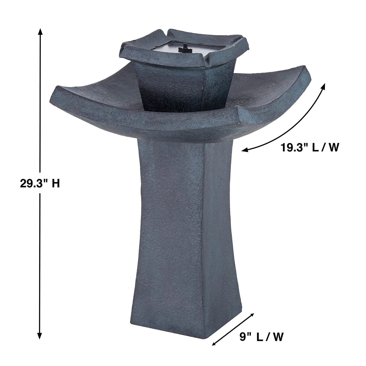 Mahayana Zen 2-Tier Solar-On-Demand Fountain - Verdigris