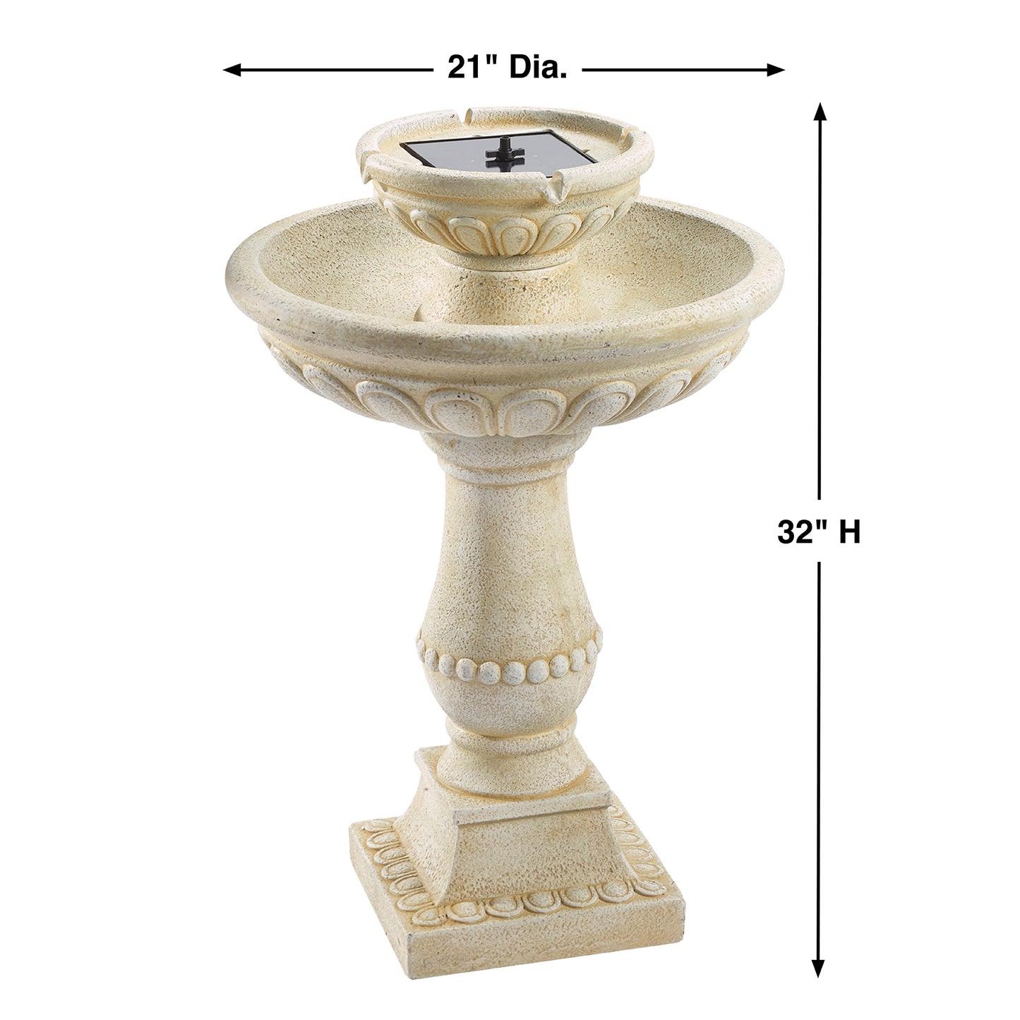 Palermo 2-Tier Solar-on-Demand Fountain - Antique White