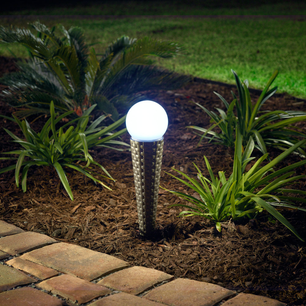 Pella Wicker Solar Pathway Lights - Set of 4