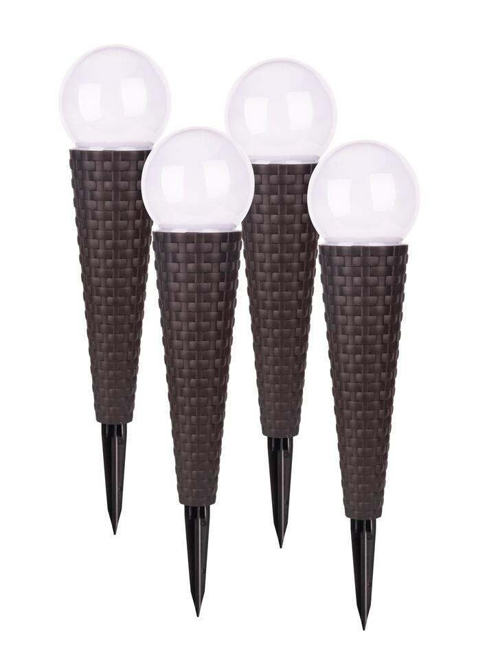 Pella Wicker Solar Pathway Lights - Set of 4