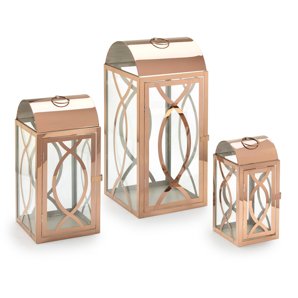 Rogan Candle Lanterns (Set of 3) - Rose Gold
