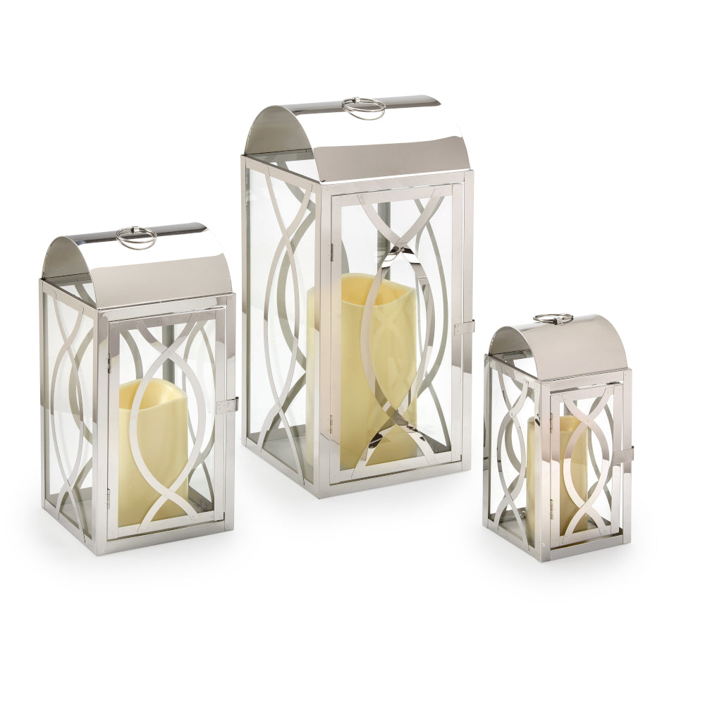 Rogan Candle Lanterns (Set of 3) - Stainless Steel