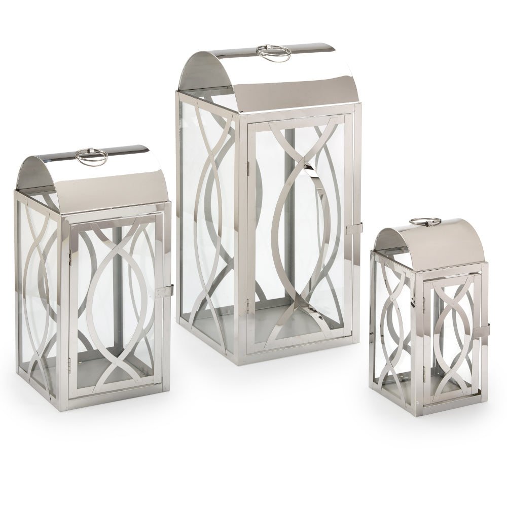 Rogan Candle Lanterns (Set of 3) - Stainless Steel