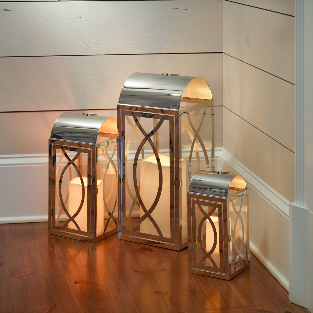 Rogan Candle Lanterns (Set of 3) - Stainless Steel