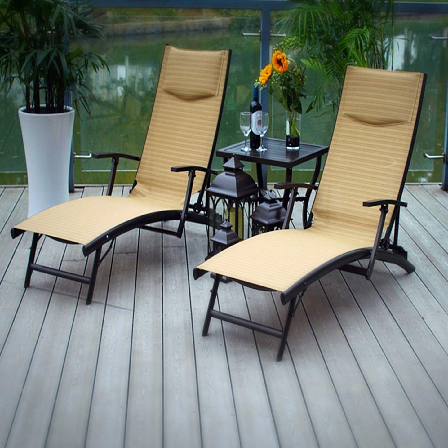 Westin Sling Chaise Lounger - Bronze/Tan