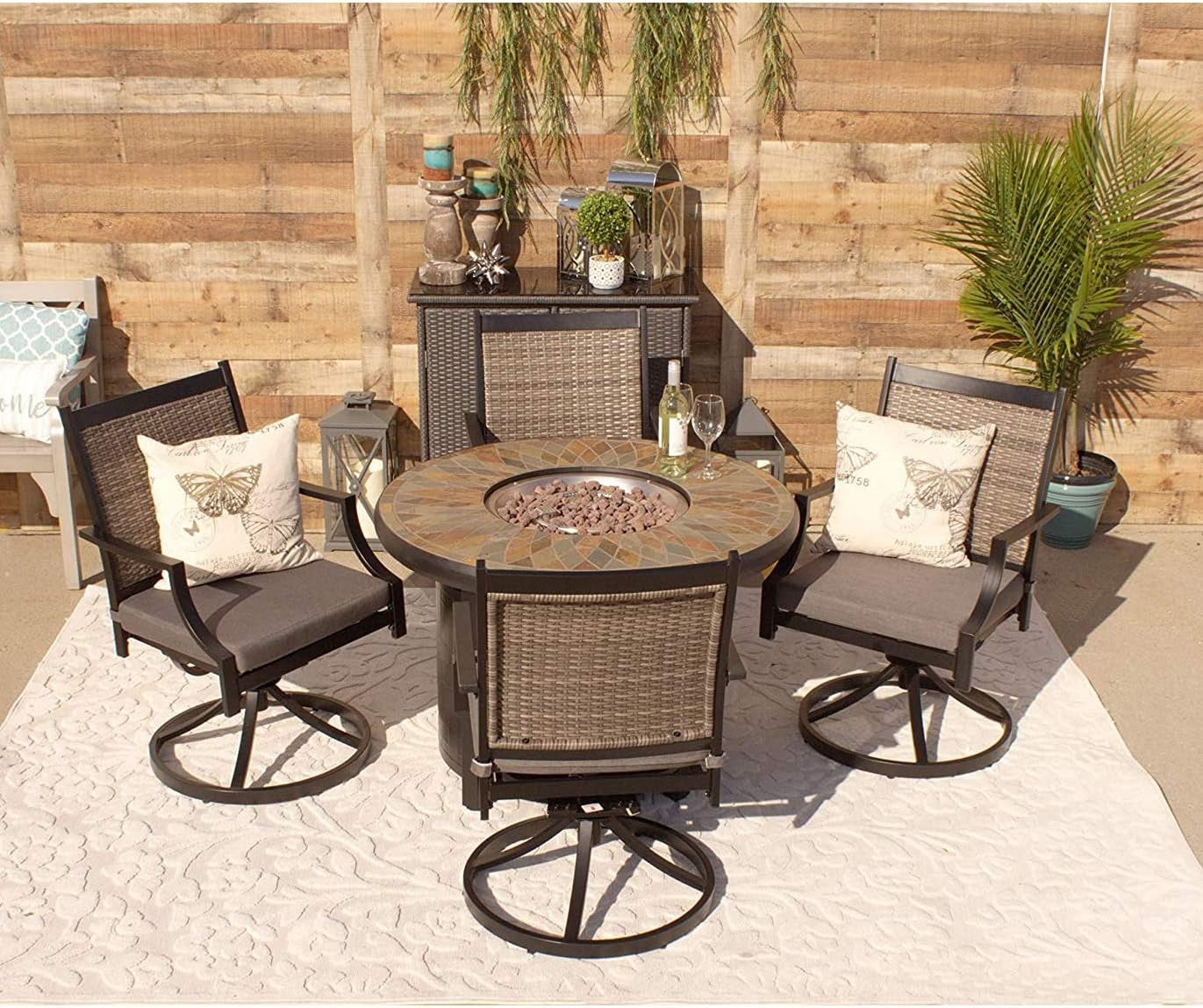 Sudbury 42" Round Fire Pit Table - Brown