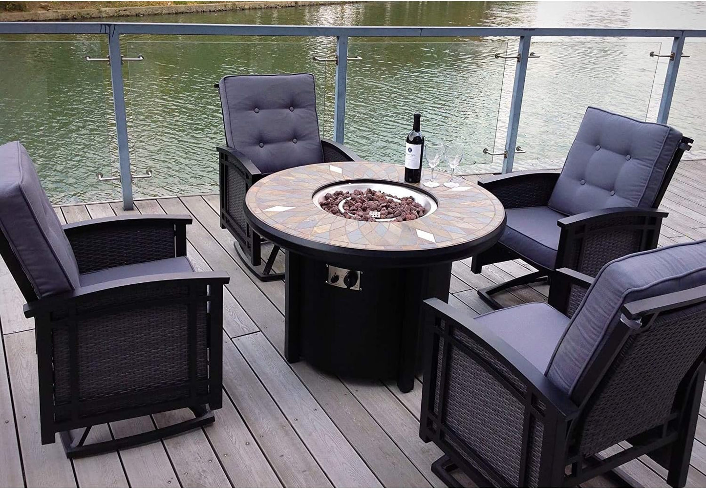 Sudbury 42" Round Fire Pit Table - Black