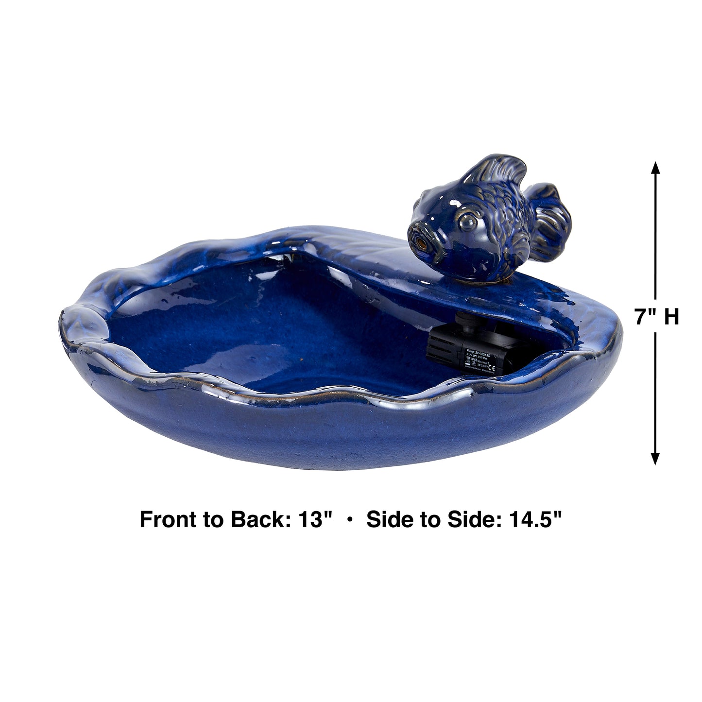 Ceramic Koi Solar Fountain - Blue