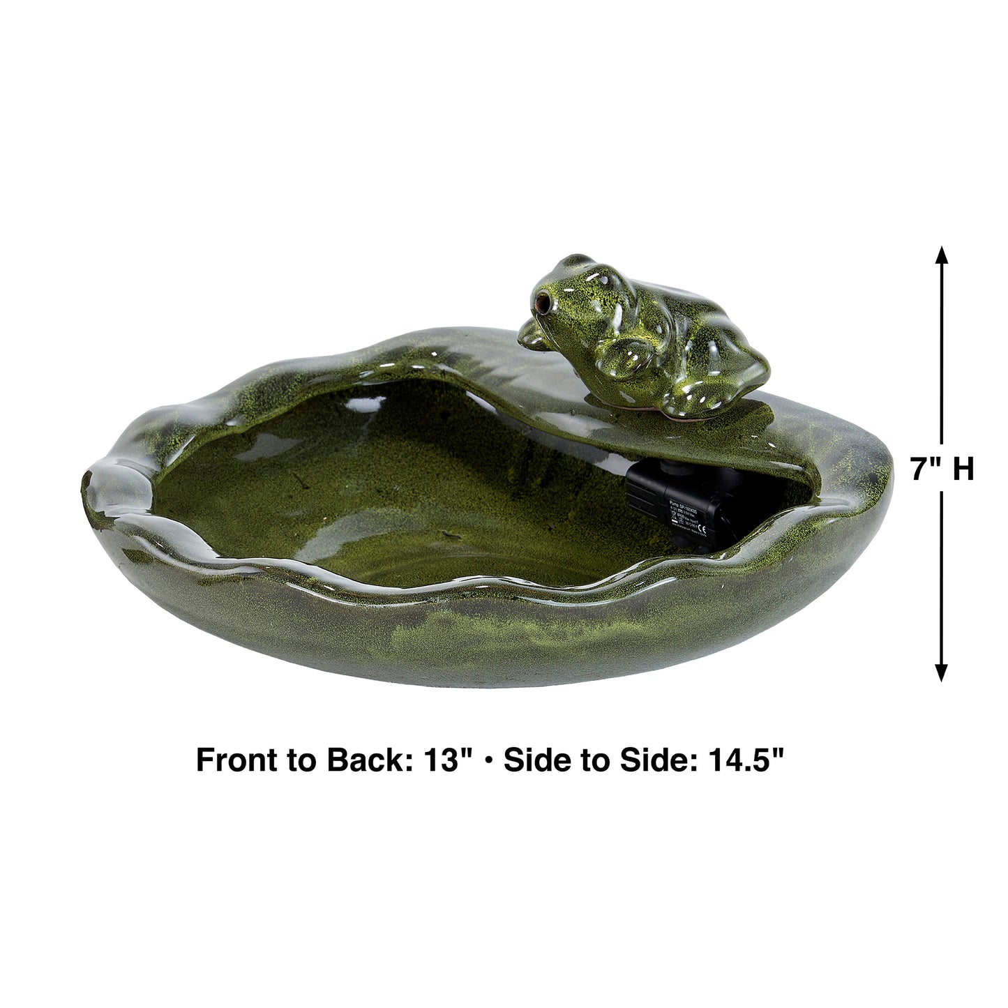 Ceramic Frog Solar Fountain - Green