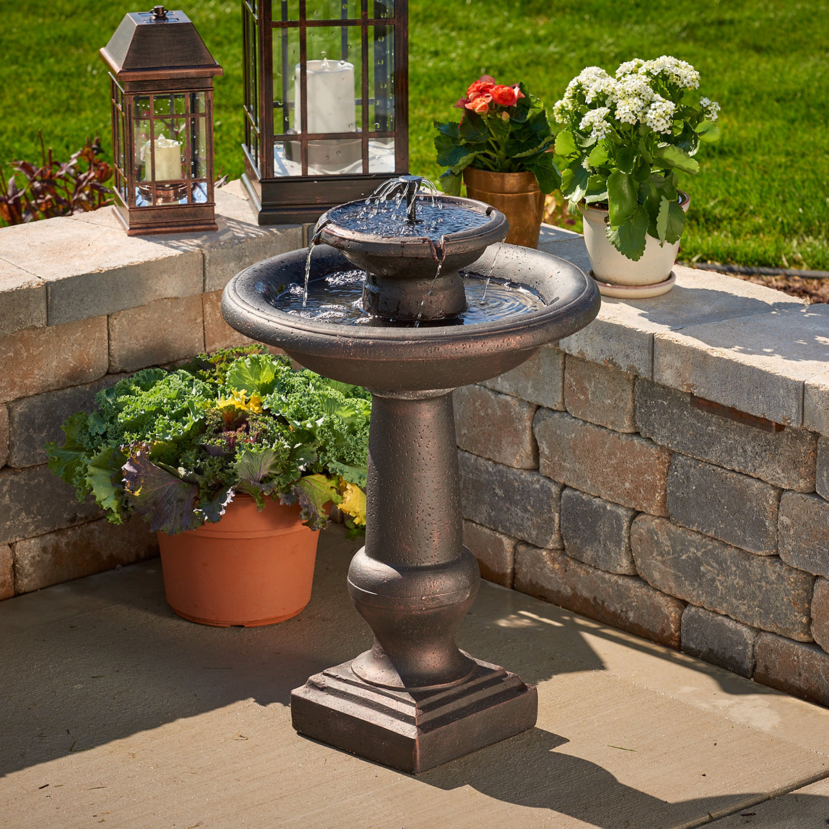 Chatsworth 2-Tier Solar-On-Demand Fountain - Bronze