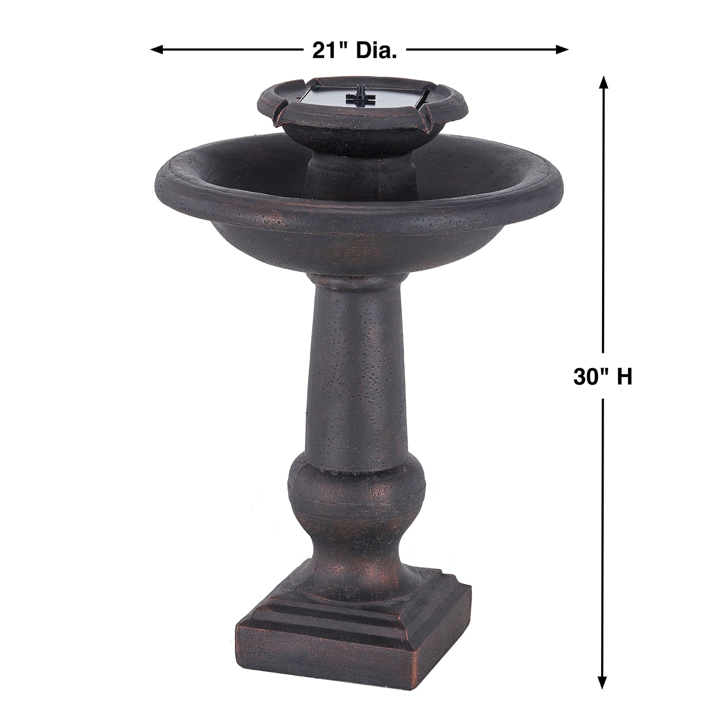 Chatsworth 2-Tier Solar-On-Demand Fountain - Bronze