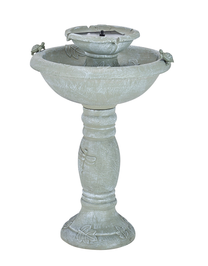 Country Gardens 2-Tier Solar-On-Demand Fountain - Weathered Stone