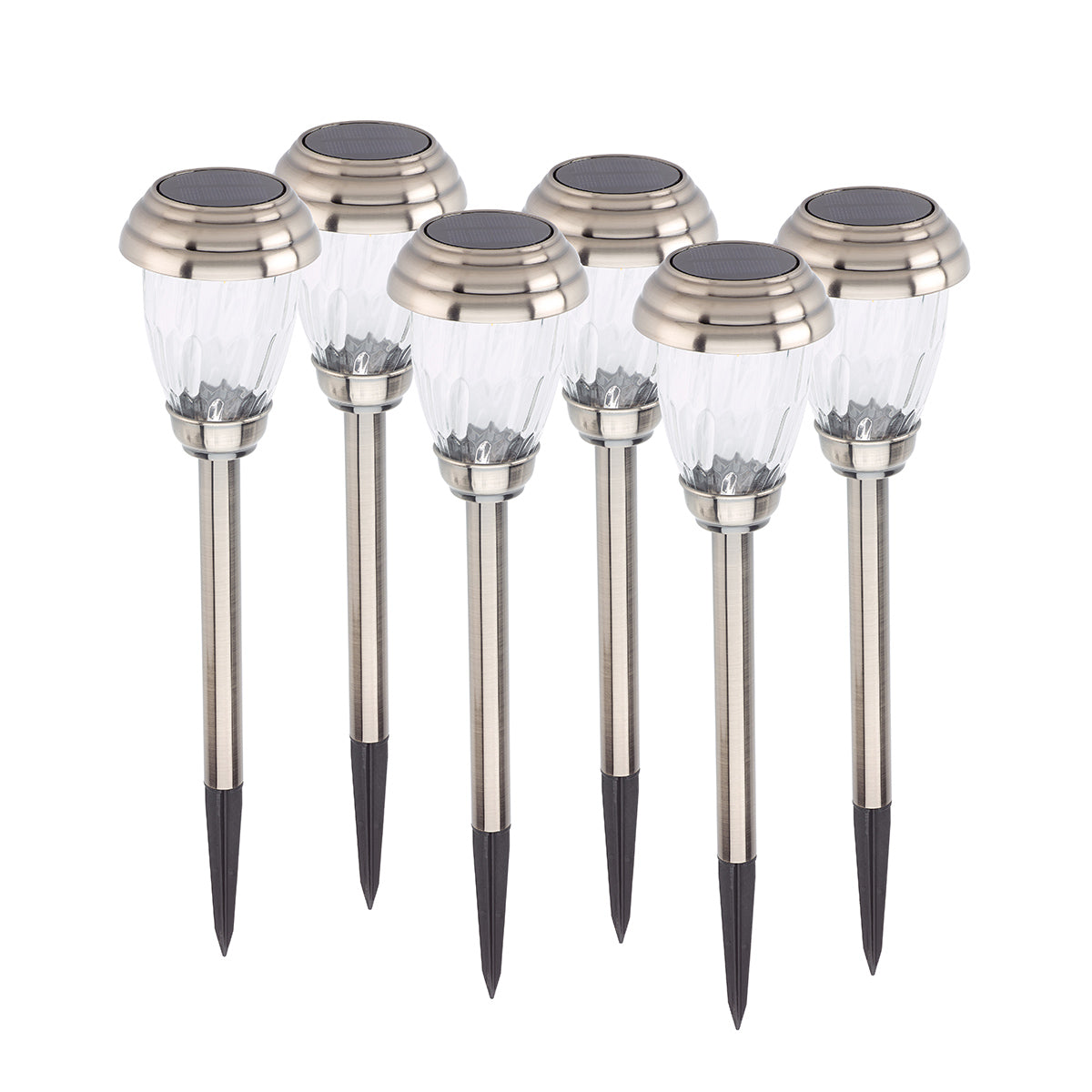 Charleston 6pack Solar Pathway Lights - Pewter