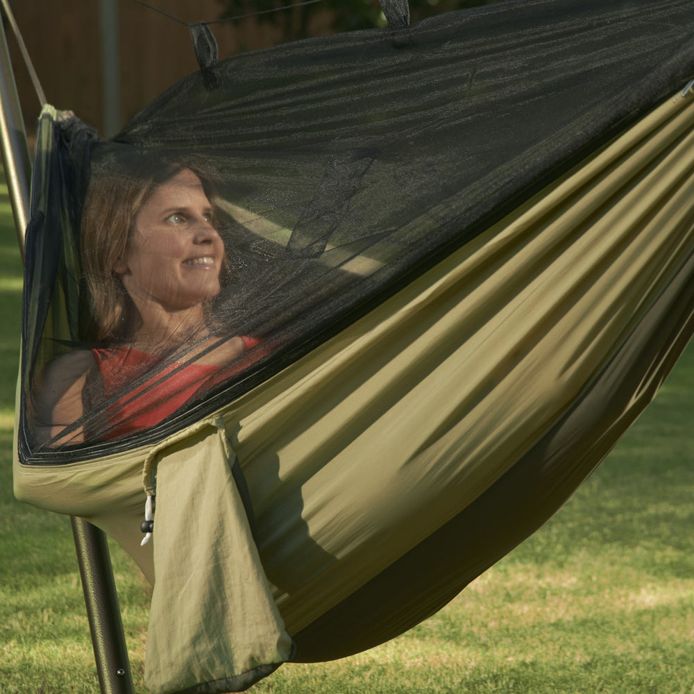 Camping Hammock with Mosquito Netting - Olive/Khaki