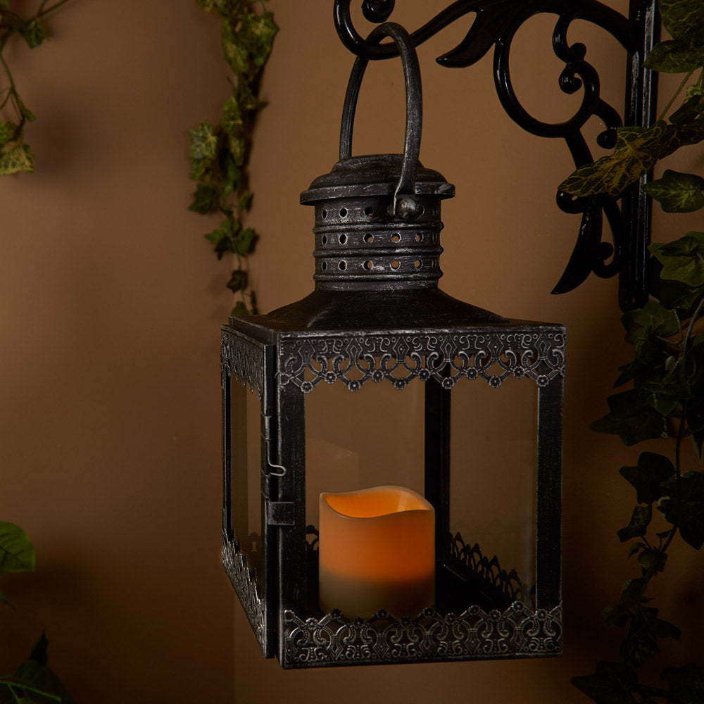 Eva LED Candle Lantern - Antique Pewter